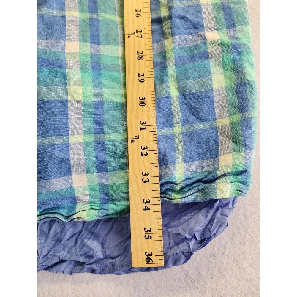 Paraphrase Women Blue Green Plaid Linen Blend Sleeveless Sheath Dress‎ Size 4